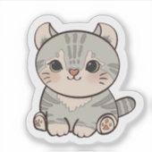 Zoegegrauwe lapjeskat Kawaii kat sticker (Voorkant)