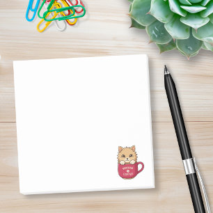 Zoeiige Cartoon Kat in Koffiekopje Post-it® Notes
