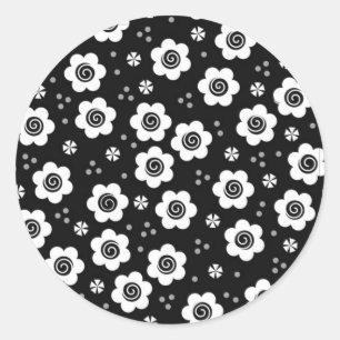 Zoeiige zwarte witte bloemen Sticker