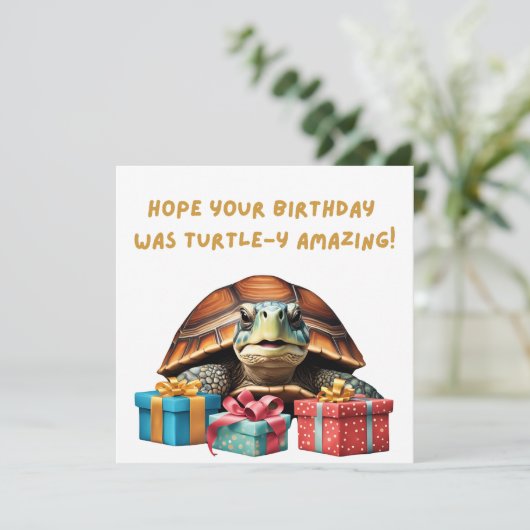Zoejige schildpad grap grapppige verjaardagskaart  (Staand voorkant)