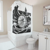 Zoek avontuur, vaar voorbij de horizon douchegordijn (In situ)