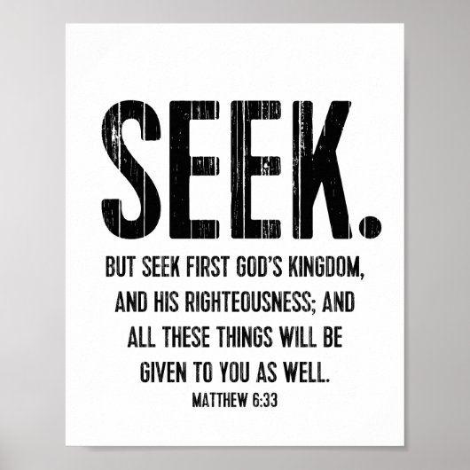 Zoek Bijbelverse Poster, Scripture Matthew 6:33 Poster (Voorkant)