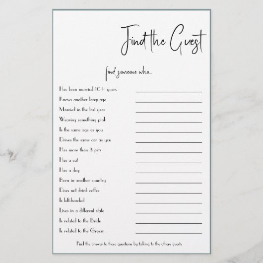 Zoek de game Kaart Flyer van de gast (Voorkant)