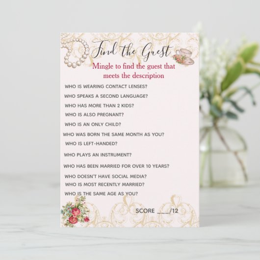 Zoek de gast kaart (Staand voorkant)