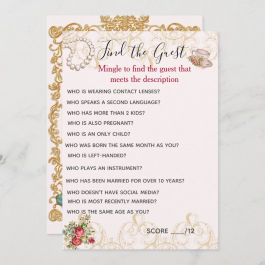 Zoek de gast kaart (Voorkant / Achterkant)