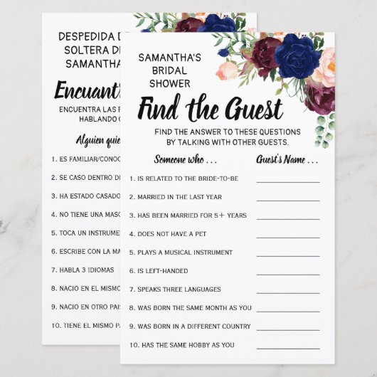 Zoek de gastendouche in het engels spaanse spel (Voorkant / Achterkant)