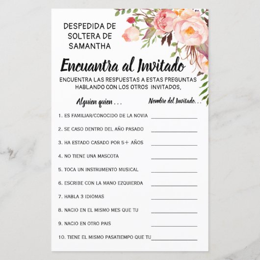 Zoek de gastendouche in het engels spaanse spel (Achterkant)