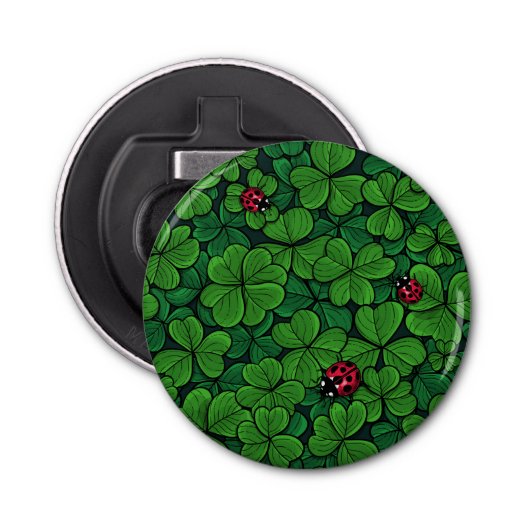 Zoek de gelukkige klaver button flesopener (Voorkant)