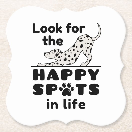 Zoek de Happy Spots in Life Dalmatian Dog Kartonnen Onderzetters (Voorkant)