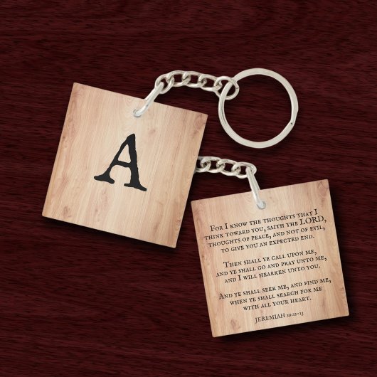 Zoek de Heer Jeremia Vers Christen Monogram Sleutelhanger