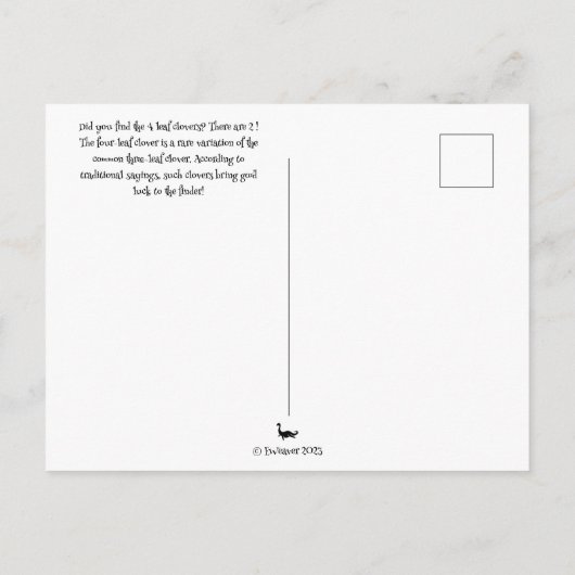 Zoek de vier bladklavers briefkaart (Achterkant)