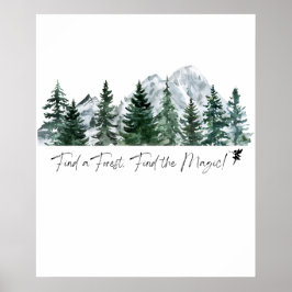 Zoek een bos. Zoek de magie! Digitale afdruk Poster