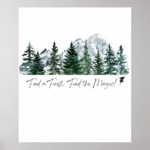 Zoek een bos. Zoek de magie! Digitale afdruk Poster