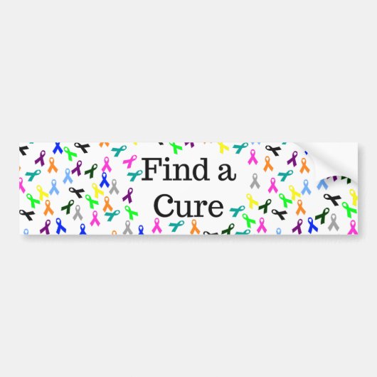 Zoek een Cure Cancer Ribbon Bumpersticker (Voorkant)