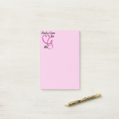 Zoek een kuur/hart/ik... borstkanker post-it® notes (Op bureau)