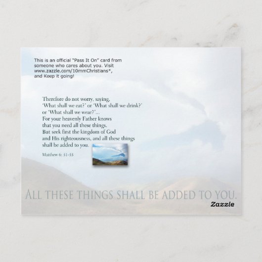 Zoek eerst het Koninkrijk God Briefkaart (Achterkant)