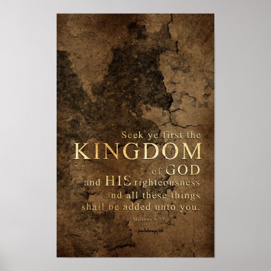 Zoek eerst het Koninkrijk - Schrift: Matthew 6:33 Poster (Voorkant)