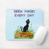 Zoek elke dag magie Heksenkat Mousepad Muismat (Met muis)