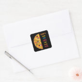 Zoek geen liefde naar pizza vierkante sticker (Envelop)
