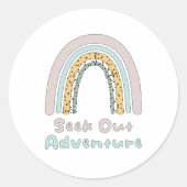Zoek het avontuur motivatie kleurrijke regenboog u ronde sticker (Voorkant)