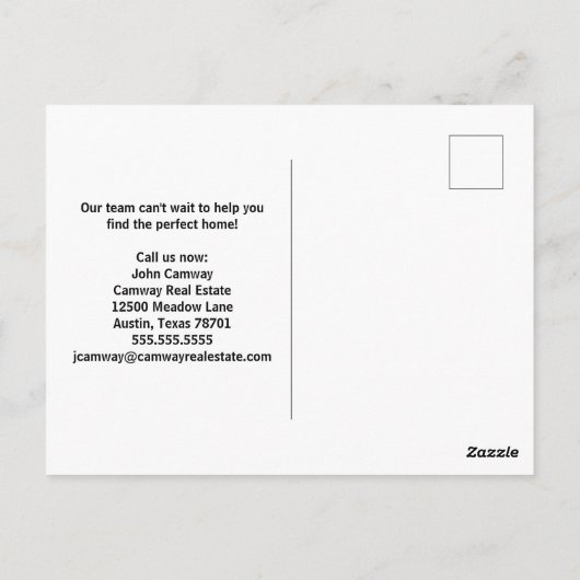 Zoek het Briefkaart van uw Dream Home Real Estate  (Achterkant)