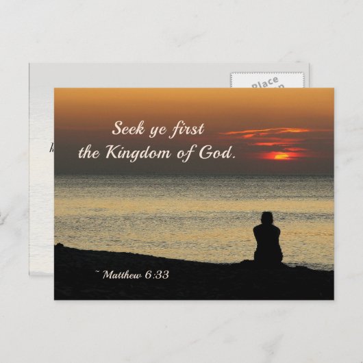 Zoek het eerste koninkrijk van God, Matthew 6:33 O Briefkaart (Voorkant / Achterkant)