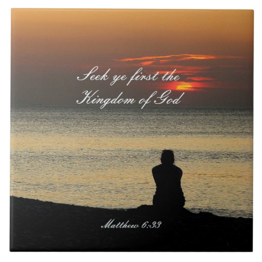 Zoek het eerste koninkrijk van God, Matthew 6:33 S Tegeltje (Voorkant)