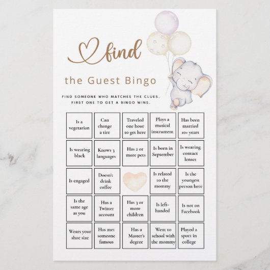 Zoek het ganzenmeisje van het gastbingo Elephant & (Voorkant)