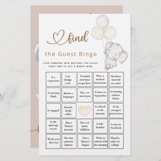 Zoek het ganzenmeisje van het gastbingo Elephant & (Voorkant / Achterkant)