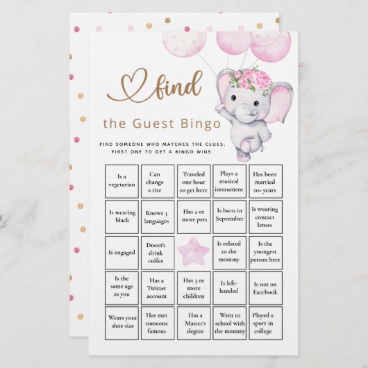 Zoek het ganzenmeisje van het gastbingo Elephant & (Voorkant / Achterkant)