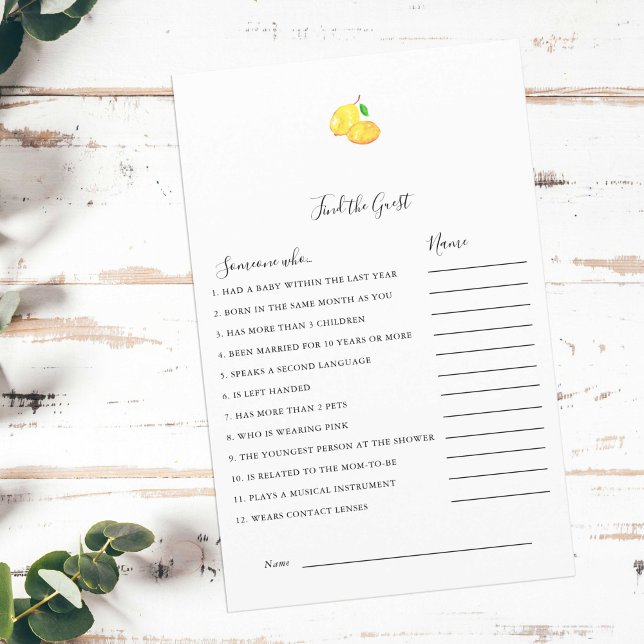 Zoek het Gast Lemon Baby Shower Spel (Creator heeft geüpload)