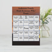 Zoek iemand die bingo | Familiereünie zonsondergan Kaart (Staand voorkant)