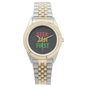 Zoek Jah Eerst Rastafarian Reggae Rasta Kleuren Horloge