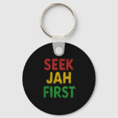 Zoek Jah Eerst Rastafarian Reggae Rasta Kleuren Sleutelhanger (Voorkant)