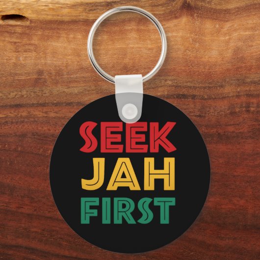 Zoek Jah Eerst Rastafarian Reggae Rasta Kleuren Sleutelhanger (Achterkant)