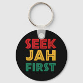 Zoek Jah Eerst Rastafarian Reggae Rasta Kleuren Sleutelhanger (Achterkant)