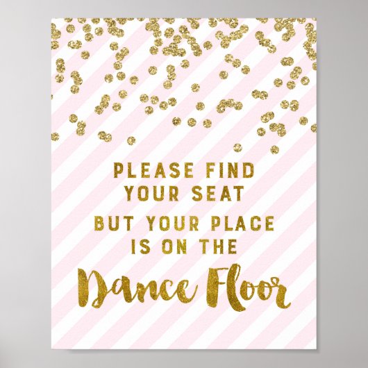 Zoek je bruiloft en roze gouden strepen poster (Voorkant)