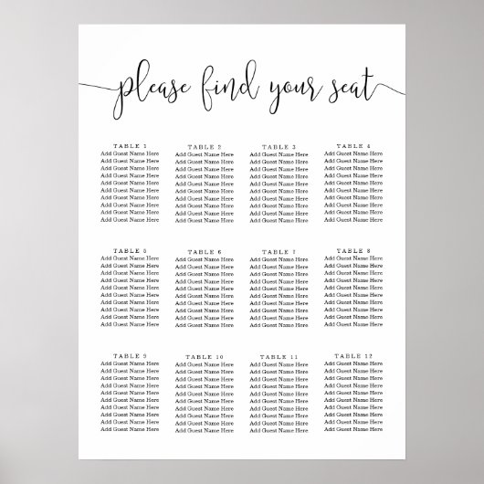 Zoek je bruiloft-sessieschema op het zitvlak poster (Voorkant)