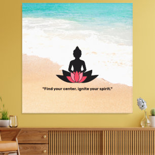 "Zoek je centrum, ontsteek je geest." YOGA LIEFHEB Canvas Afdruk
