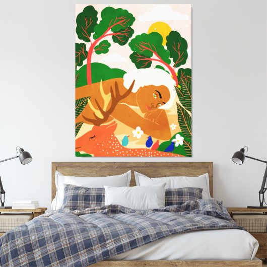 Zoek je gelukkige plek en ga er vaak heen canvas afdruk (Insitu (Slaapkamer))