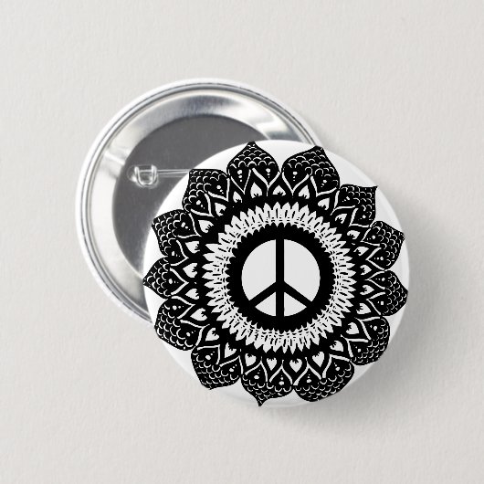 Zoek je innerlijke vrede | Mandala-ontwerp Ronde Button 5,7 Cm (Voorkant /achterkant)