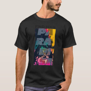 Zoek je Paradise Retro Tropische Beach Summer T-shirt