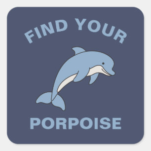 Zoek je Porpoise Funny Ocean Zee Animal Fish Pun Vierkante Sticker
