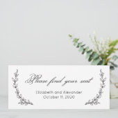 Zoek je stoel. Bloemen eenvoudige bruiloft. botani Kaart (Staand voorkant)