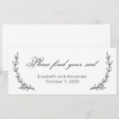 Zoek je stoel. Bloemen eenvoudige bruiloft. botani Kaart (Voorkant / Achterkant)