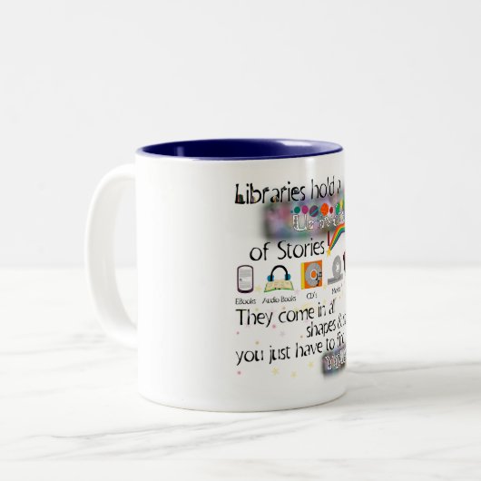 Zoek je verhaal tweekleurige koffiemok (Voorkant links)