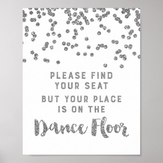 Zoek je zegenbord Silver Confetti Poster (Voorkant)