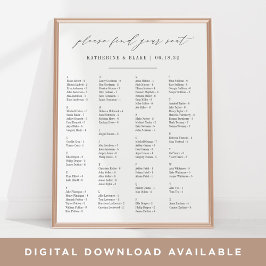 Zoek je zetel | Alfabetische zitplaats Poster