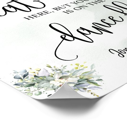 Zoek je zitje voor bruiloft met eucalyptusbord poster (Hoek)