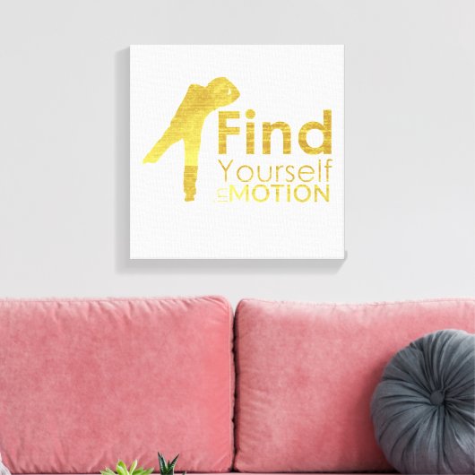 Zoek jezelf in bewegingsdoek | Goud Canvas Afdruk (Insitu (Woonkamer))
